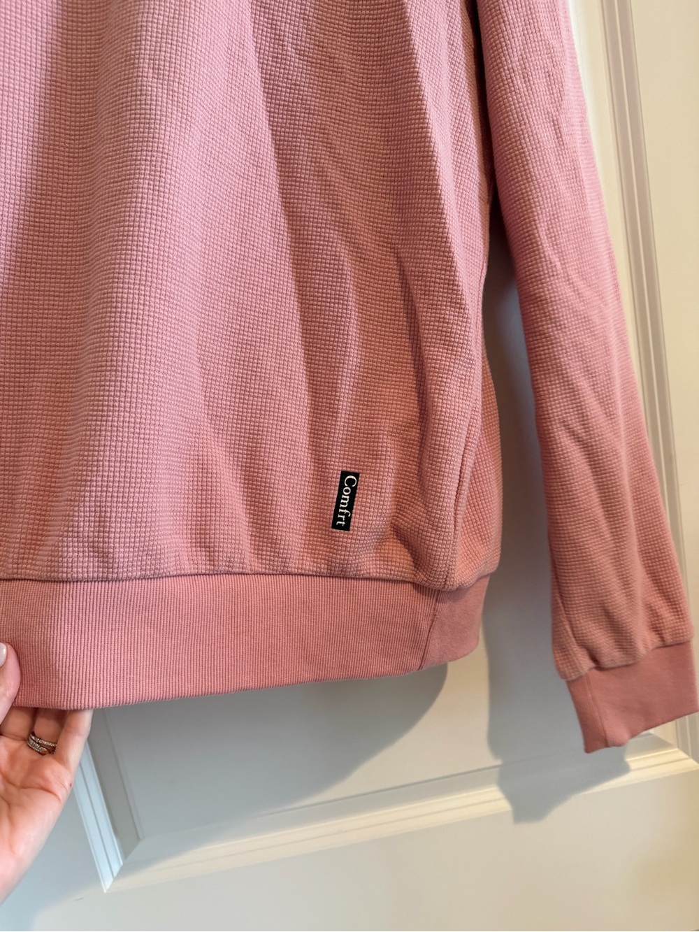 Comfrt Women's Pink Two-Piece Waffle Lounge Set - Picture 6 of 8